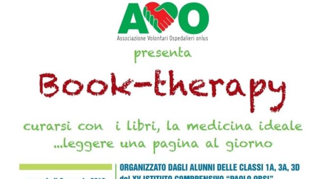 Book Therapy   in collaborazione con AVO – 8 maggio alle ore 16,00 presso la Cappella dell’Ospedale “Umberto I