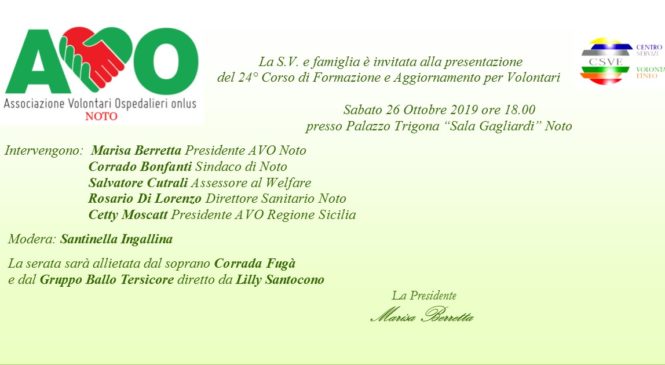 Apertura del XXXIV CORSO DI FORMAZIONE AVO SIRACUSA