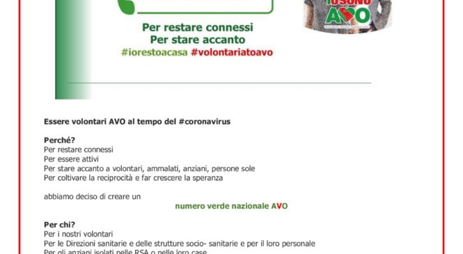 Numero Verde AVO #iorestoacasa